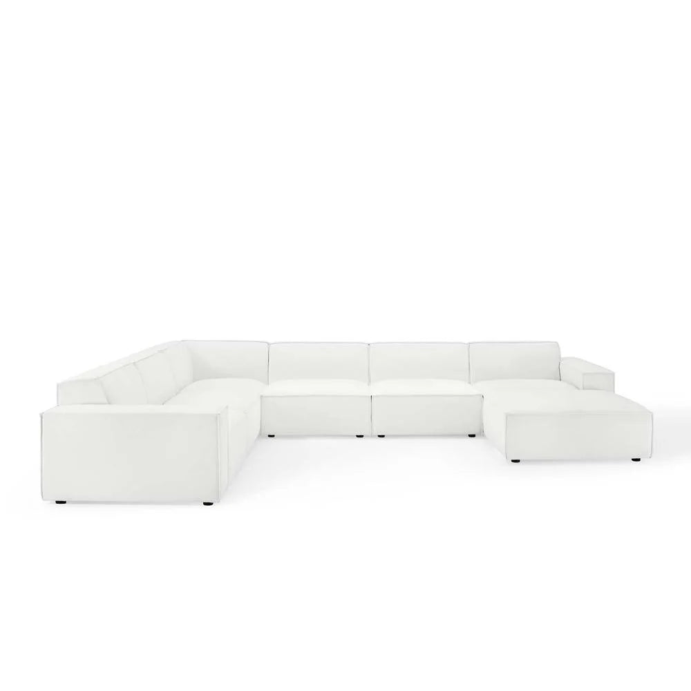 Restore 7-Piece Modular Sectional Sofa – Modern Upholstered Fabric Couch with French Piping, Pocket Coil Seating & Minimalist Design (White)